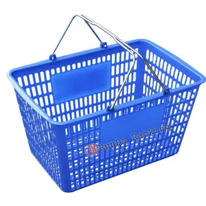 Plastic Supermarket Shopping Basket with Wheels Green Red Blue Customized Packing Pcs Color Handle Material Origin Type Size FLD
