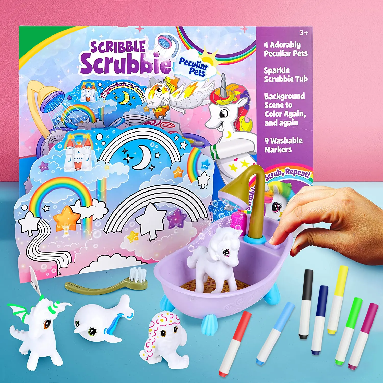KHY-Set de bolígrafos de Pascua para niños y niñas, Set de bolígrafos con diseño de grafiti, cesta de mascotas, con rotuladores lavables