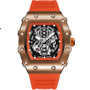 Zido sang trọng của người đàn ông thép không gỉ thạch anh Đồng hồ đeo tay sáng Silicone dây đeo tonneau trường hợp thể thao kinh doanh thời trang đồng hồ - Product Image 2