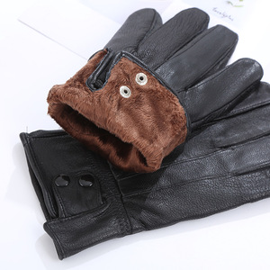 Guantes de Invierno para Hombre de Piel de Oveja con Diseño de Ciervo en Patchwork, Resistentes al Desgaste, para Montar al Aire Libre, con Forro - Product Image 4