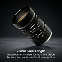 Objectif industriel 8MP 75mm F2.8 à monture C, mise au point manuelle, iris manuel, idéal pour la vision industrielle, la sécurité, les caméras CCTV