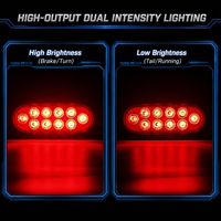 Kit de feux arrière LED ovales rouges de 6 pouces avec œillet pour camions semi-remorques Freightliner Kenworth Peterbilt Volvo 12V 24V