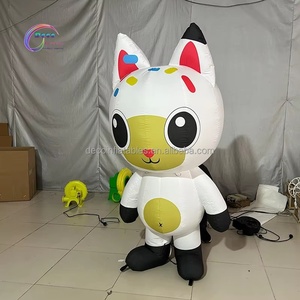 Mascota Inflable Gigante con Forma de Gatito Blanco con Vientre Amarillo para Decoración de Eventos en Centros Comerciales, Temática de Zoológico - Product Image 5