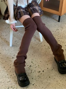 מחממי רגליים לנשים ארוכים במיוחד מעל הברך סיבי אקריליק עבים סתיו חורף All-Match מינימליסטי סִגְנוֹן גרביים ארוכים ירך - Product Image 5