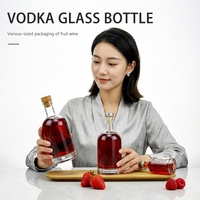 Bouteille en verre transparente de 500 ml et 1 L, bouteille en verre scellée pour liqueur, vin de fruits et spiritueux, plusieurs tailles