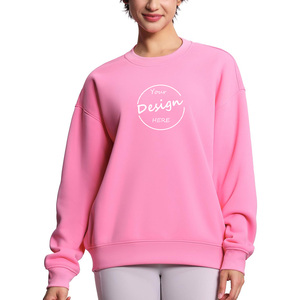 Jersey con estampado de calidad del fabricante, suéter de lana, hombro caído, gran tamaño, 100 algodón, rosa, sudaderas deportivas para mujer - Product Image 5
