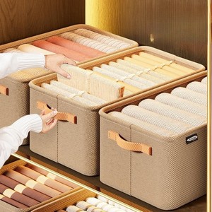 Venta caliente ropa no tejida organizador armario almacenamiento marco de acero hogar armario organizador cesta <span class=keywords><strong>caja</strong></span> de almacenamiento con asas - Product Image 3