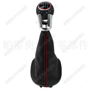 Pareo – pommeau de levier de vitesse en cuir, 6 vitesses, points rouges, pour Volkswagen Golf 4 GTI Caddy, conception ergonomique - Product Image 1