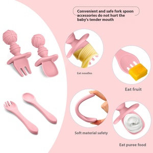 Ensemble de plateaux à repas pour bébé Assiette à succion en silicone en forme de renard Ensemble de vaisselle pour bébé en silicone comprenant un bol, une fourchette et une cuillère - Product Image 6