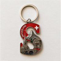 Porte-clés en métal en forme de cœur avec pendentif lettre A, souvenirs personnalisés de l'alphabet suisse, vente en gros