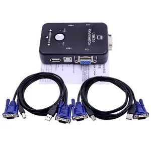 Bộ Chuyển Đổi 2 Cổng USB 2.0 KVM Bộ Chuyển Đổi 1920*1440 VGA SVGA + 2 Dây Cáp Cho Bàn Phím Chuột Bộ Điều Hợp Màn Hình