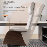 Chaise de bureau Boss en cuir véritable, design moderne et simple, ergonomique, pivotante, avec base à 5 étoiles et accoudoirs fixes, pour chambre à coucher