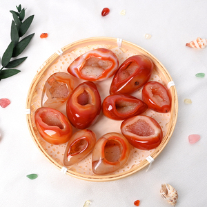 Bán buôn tự nhiên hình quả trứng màu Đỏ Mã Não tinh thể đá đánh bóng Carnelian geode thạch anh đá quý cho trang trí nội thất - Product Image 5