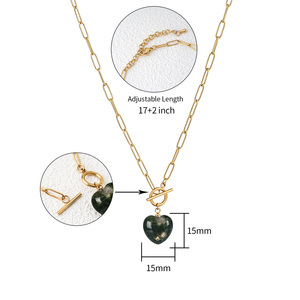Collar con Colgante de Ágata en Forma de Corazón, Chapado en Oro y Plata, de Acero Inoxidable, Personalizable OEM/OEM, Unisex, de Piedra Natural, en Tendencia, Entrega Inmediata - Product Image 6