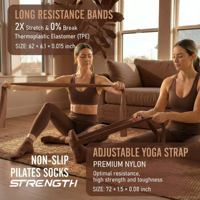Set de Pilates Premium para Ejercicio en Casa con Anillo, Pelota y Bandas de Resistencia para Mujeres, Entrenamiento Diario y en Estudio