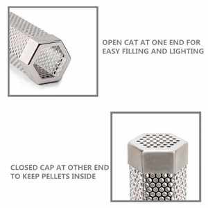 Fumeur de granulés de bois charbon de bois hexagone en acier inoxydable Tube de fumeur barbecue circulaire pour légumineuses Barbecue brochette Tube de stockage <span class=keywords><strong>Charc</strong></span> - Product Image 2