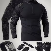 Tenue tactique pour homme, uniforme de camouflage résistant aux rayures avec gants et protections pour les genoux, accessoires tactiques