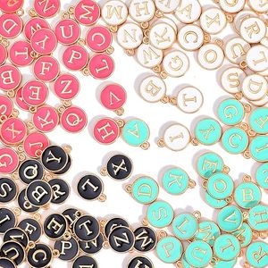Breloques connecteurs lettres alphabet en alliage doré émaillé double face A-Z pour la fabrication de bijoux DIY (bracelets, colliers, boucles d'oreilles) - Product Image 1