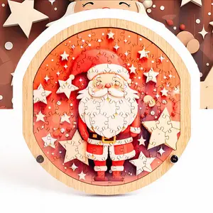 畅销圣诞老人新款木制拼图玩具