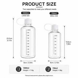 Custom 700ml 1000ml Plastic Gym Water Bottle with Narrow Mouth Lid BPA-Free <b>Reusable</b> Sports Water Bottle Drinkware - Product Image 3
