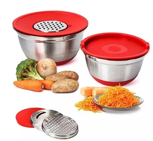Juego de Tazones para Mezclar de Acero Inoxidable al por Mayor, Sostenibles, para Servir Ensaladas, Antideslizantes, con Tapas y Rallador - Product Image 3