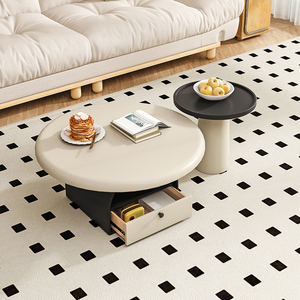 <span class=keywords><strong>Table</strong></span> de chevet <span class=keywords><strong>ronde</strong></span> de style crème moderne pour chambre à coucher de filles <span class=keywords><strong>Table</strong></span> de chevet créative en bois massif avec peinture et rangement - Product Image 4