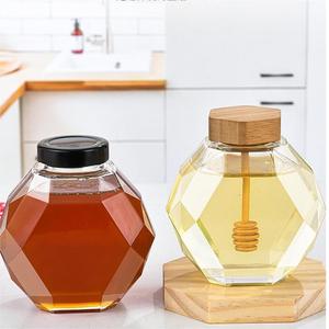 200/380/730 <span class=keywords><strong>ml</strong></span> trong suốt lục giác mật ong chai kín lưu trữ container cho thực phẩm lưu trữ và chia phần chai thủy tinh - Product Image 2