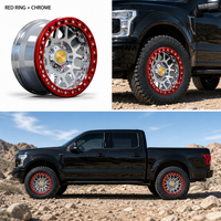 Jantes Beadlock forgées sur mesure Viaol à 6 trous, 17 18 6x135 6x139.7 6x114.3, chrome avec anneau rouge, compatibles F150 Raptor Silverado Tacoma