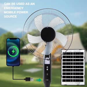 Younuo CE Certified Solar Fans-White PP Material 15W USB <b>Rechargeable</b> 16-Inch Portable Solar Fan With <b>LED</b> <b>Light</b> for Camping YNCM - Product Image 3