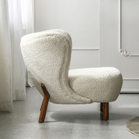 Canapé simple de style nordique pour salon, chambre, appartement, fauteuil lounge, fauteuil design en velours de laine blanc de luxe léger, fabriqué en Chine