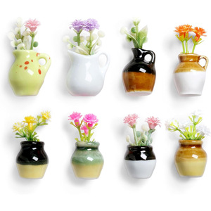 Imanes de Refrigerador con Mini Jarrones de Cerámica y Flores Artificiales, Divertidos Imanes Pequeños para Decoración de Refrigerador, Oficina, Cocina - Product Image 4