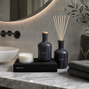Aikun Factory Matte Black Glass Custom Logo 1000ml Long Lasting <b>Reed</b> <b>Diffuser</b> Featuring Natural Essential Oil Ribbon Gift Box - Product Image 2