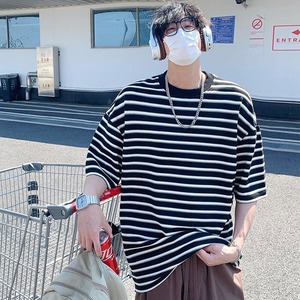 Camiseta de Algodón Puro Ecológica con Cuentas, Estilo Americano de Moda, Cuello Caído, Estilo Casual de Hong Kong, para Verano - Product Image 5