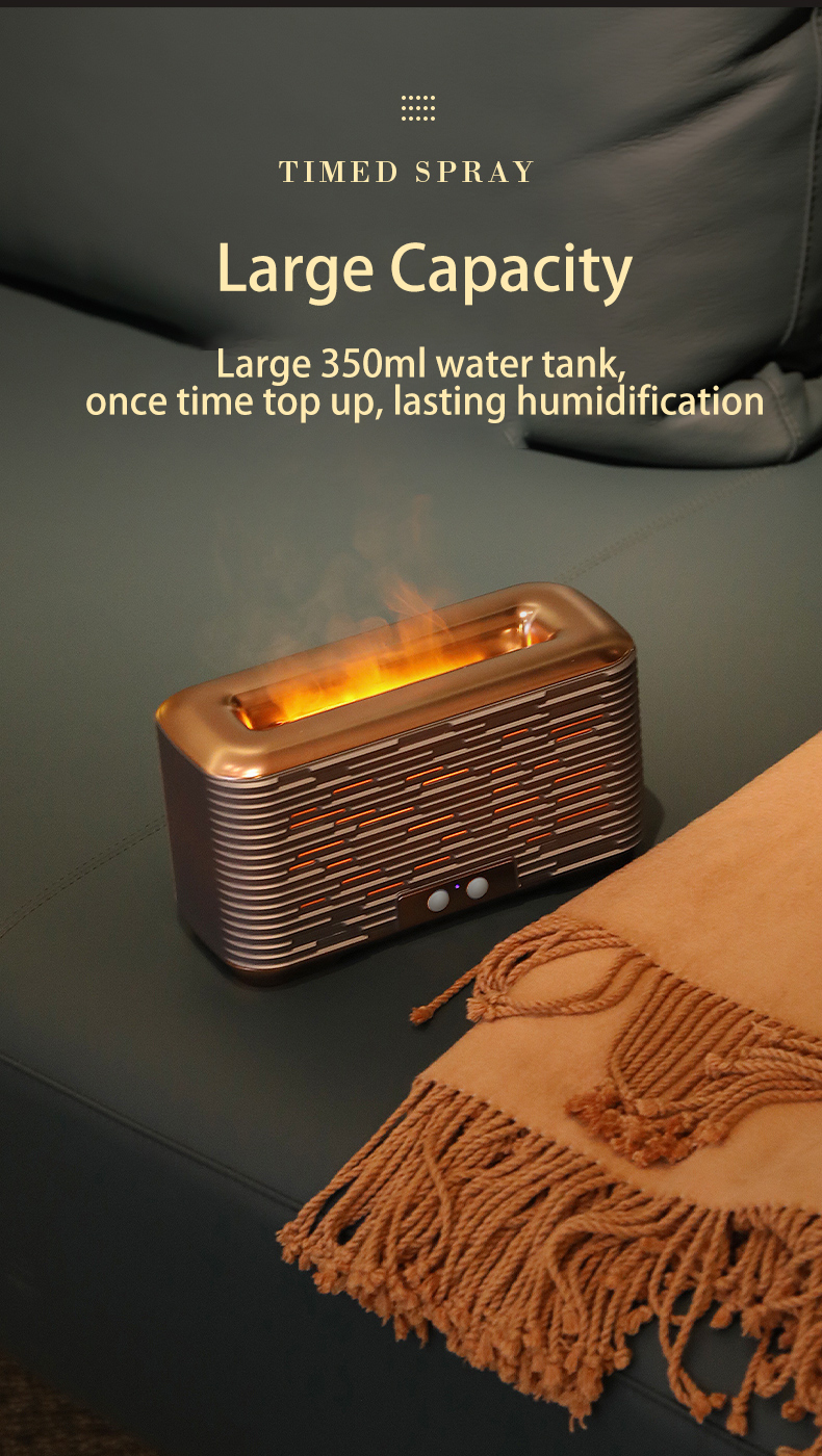 3D Dynamic Flame Effect Essential Oil Aromatherapy Diffuser Spray Air Humidifier With 350ML Water Tank