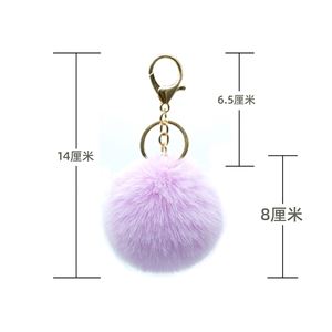 Wholesale Multicolor Cartoon Pompom Plush Car <b>Bag</b> Pendant Furry Fluffy Puff Ball 8cm Faux Rabbit Fur Ball Pom Pom Keychain - Product Image 3