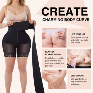 Custom 2 in 1 Waist Wrap Butt Lifter Shorts High Compression <strong>Plus</strong> <strong>Size</strong> Latex Waist Cincher 2 in 1 Tummy Trimmer Waist Wrap <strong>Belt</strong> - Product Image 1