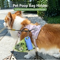 Trendy draagbare geprinte capsule hondenpoepzakdispenser met karabijnhaak voor honden, voor buitenwandelingen, opbergorganizer.