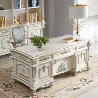 Meubles de table de bureau à domicile de luxe anciens bureaux en bois rococo sculptés à la main