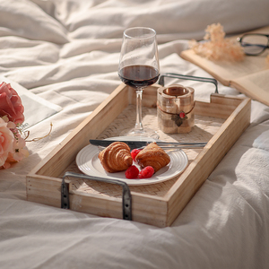 2026 Country-Style Wood Tray Set Farmhouse Rectangular Decorative Pallet Simple Shallow Plate for Food Serving - Product Image 1