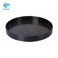 Plateau rond en plastique noir moderne, durable, à bords lisses, avec logo personnalisé, idéal pour salon, entrée, coiffeuse, clés et pièces de monnaie – Offre Spéciale