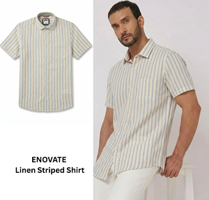 เสื้อเชิ้ตผ้าลินินลายทางผู้ชาย ทรงเข้ารูป ระบายอากาศดี เหมาะสำหรับใส่หน้าร้อน แขนครึ่งตัว คุณภาพพรีเมียม ODM สำหรับส่งออก ขายส่ง - Product Image 4