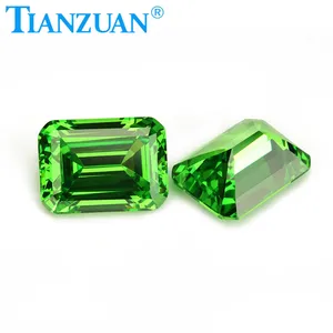 Wuzhou Оптовая продажа, Прямоугольная форма, изумрудная огранка, зеленый кубический цирконий, свободный драгоценный камень