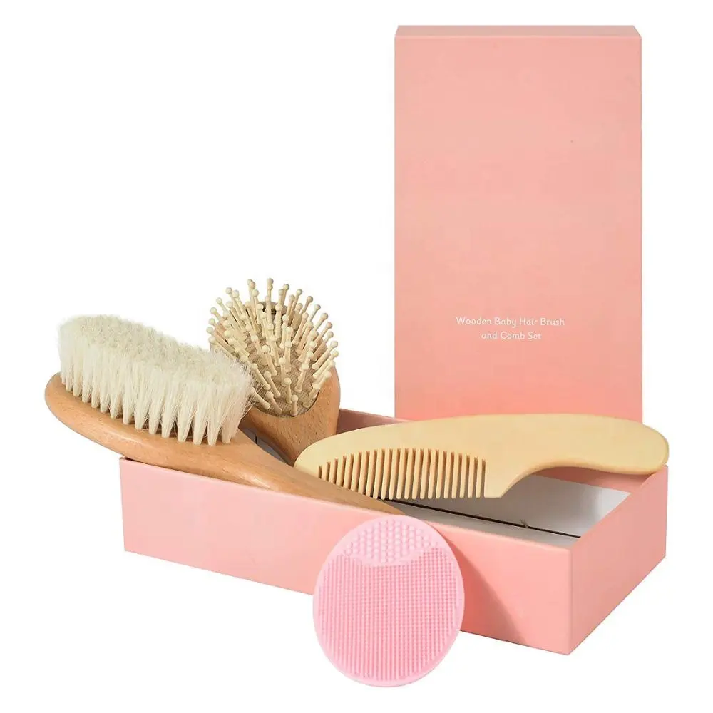 Professional free sample approved Bristle Baby hair Brush wooden baby comb and brush set