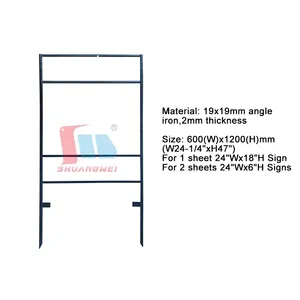 600(W)x1200(H)mm angolo ferro H telaio segno immobiliare palo in metallo cortile cartello cornice porta Poster segno