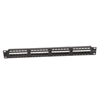 Panel Patch CAT6A Kualitas Superior 24 Port Miring Jaringan RJ45 UTP 19 Inci Rak Tipe Dudukan dengan Led