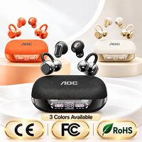 AOC Vente en gros Écouteurs sans fil TWS 2-en-1 6.0 à clip d'oreille, à oreille ouverte et intra-auriculaires, avec affichage numérique, OEM ODM