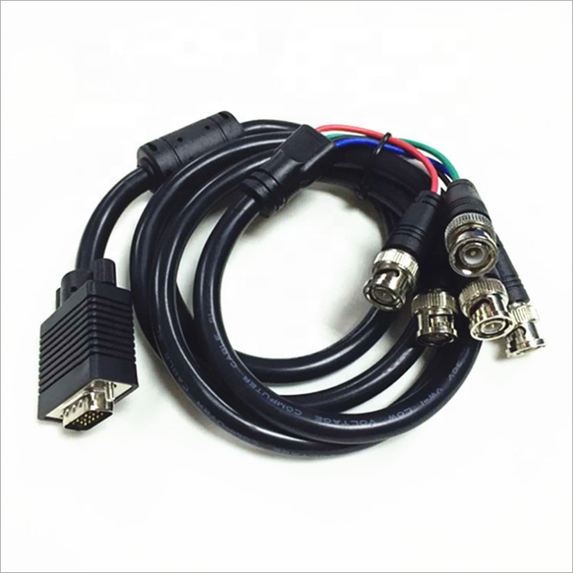 High Quality 15Pin VGA to 5 BNC RGBHV Video Cable HD15 VGA to 5 BNC RGBHV Male to Male Cable With Ferrites for LED Scree Panel