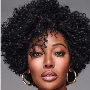 Perruque Courte Bouclée et Frisée avec Frange Noire, Résistante à la Chaleur, Fil Haute Température, Style Célébrité, Densité 180% pour Femmes Africaines et Européennes - Product Image 5