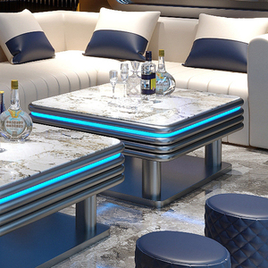Table basse de <span class=keywords><strong>bar</strong></span> KTV Karaoké LED moderne de luxe, en verre trempé, personnalisable en taille et couleur, avec structure en métal et acier inoxydable, petite table de <span class=keywords><strong>bar</strong></span> - Product Image 5
