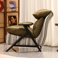Fauteuil de détente moderne, canapé individuel, fauteuil rembourré, siège d'appoint, structure en bois, pieds en métal pour salon, hôtel, appartement